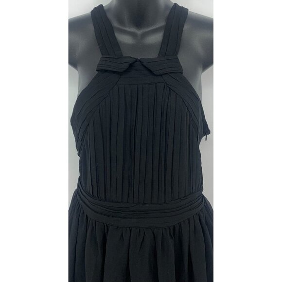 Ark and Co Women Dress Black Size Medium Sleeveless Halter Pleated Chiffon Shift - Picture 2 of 7